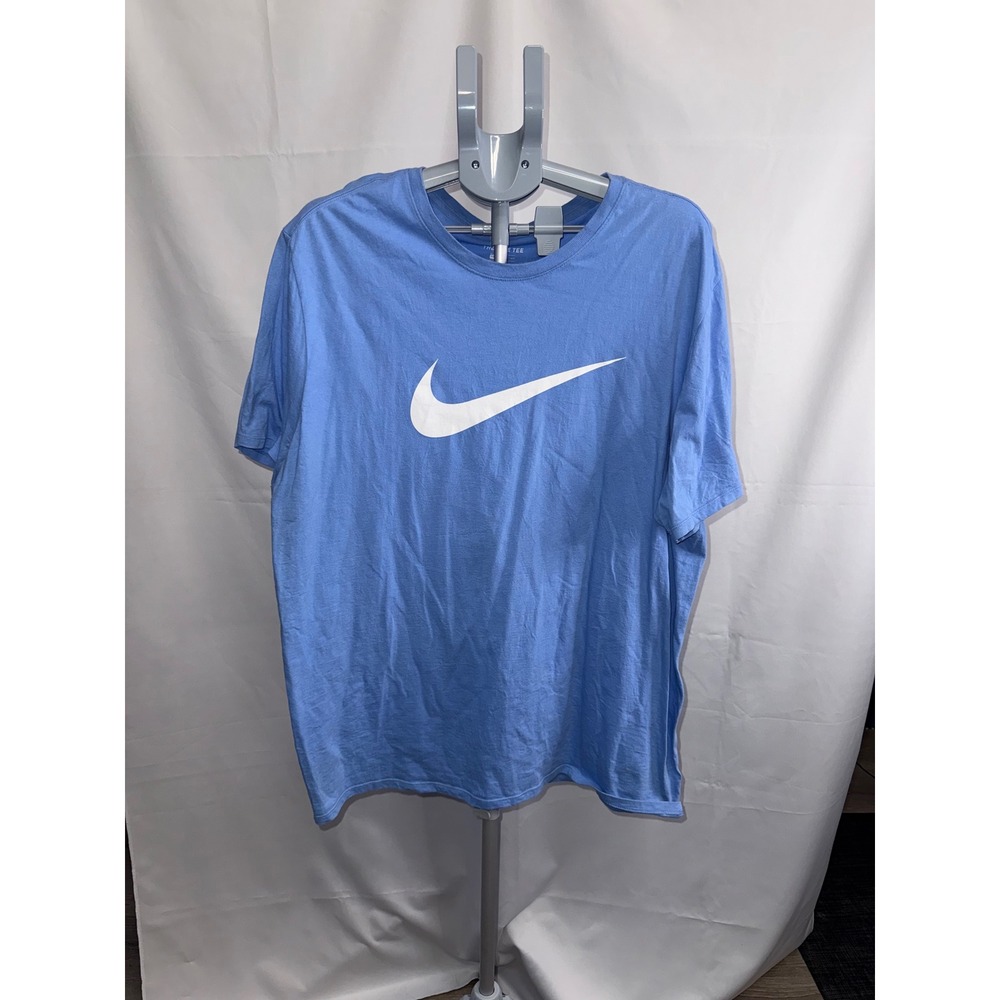 Nike Swoosh Graphic Tee Mens XXL Light Blue Athletic Cut Short Sleeve T-Shirt